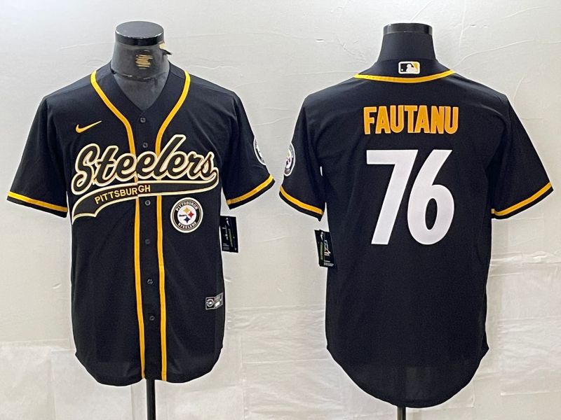 Men Pittsburgh Steelers #76 Fautanu Black Joint Name 2024 Nike Limited NFL Jersey style 3->->